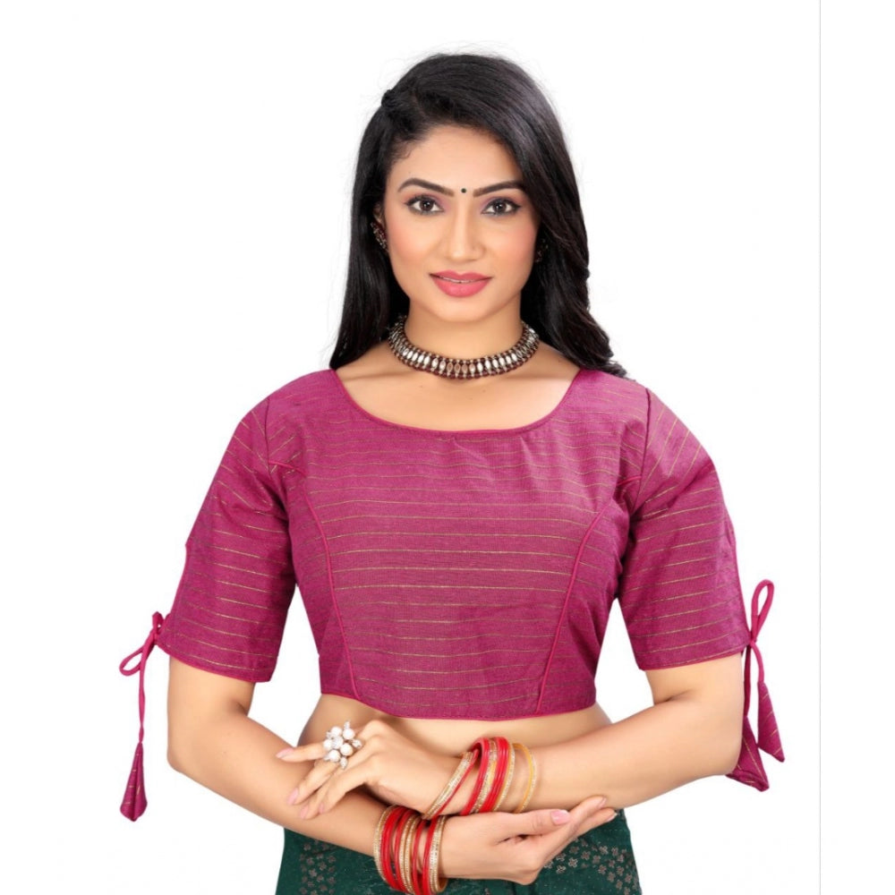 Amfyn Women's Cotton Thread Work Readymade Blouse (Barbie Pink, Size: Free Size)