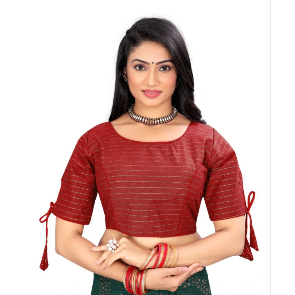 Amfyn Women's Cotton Thread Work Readymade Blouse (Red, Size: Free Size)