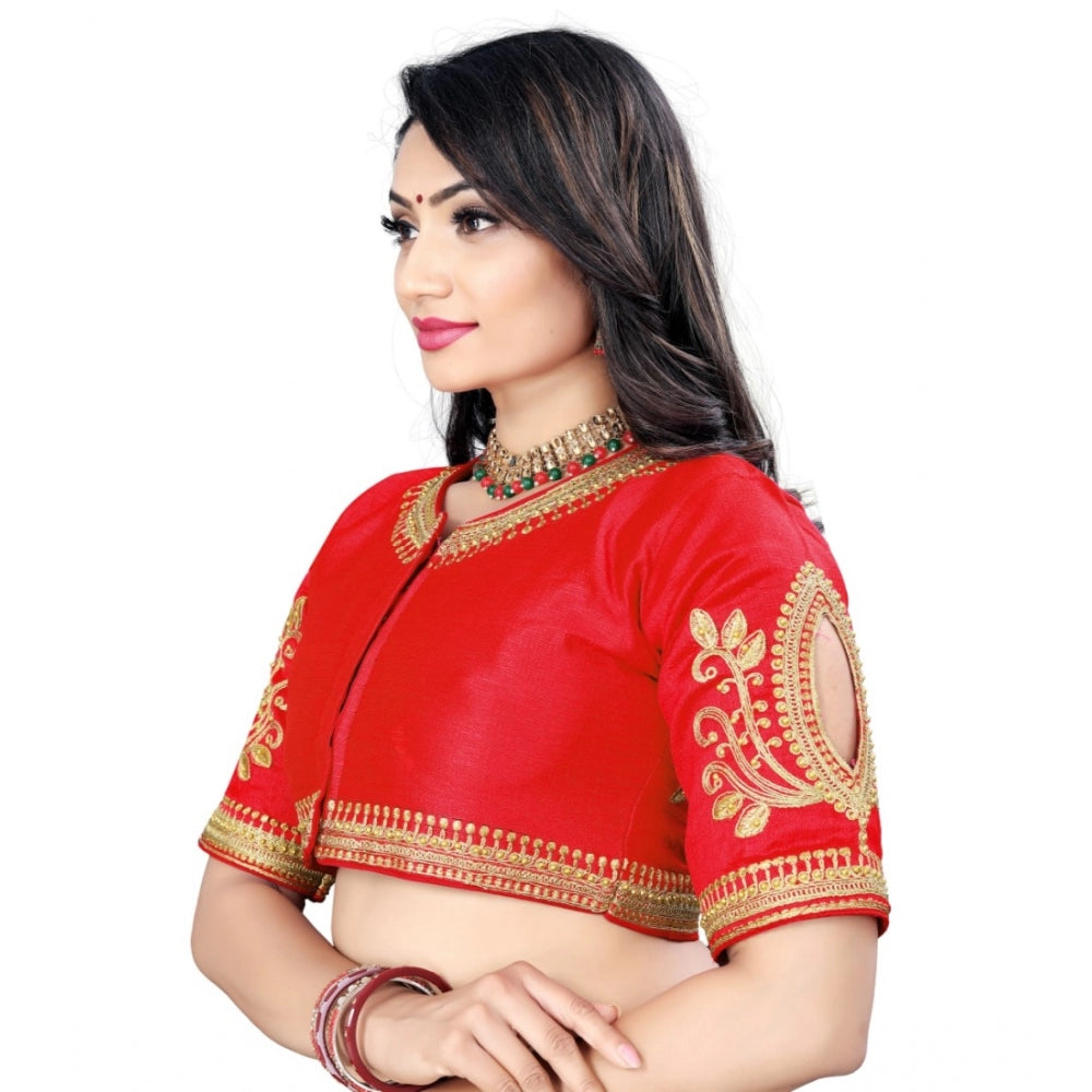 Amfyn Women's Phantom Embroidery Readymade Blouse (Red, Size: Free Size)