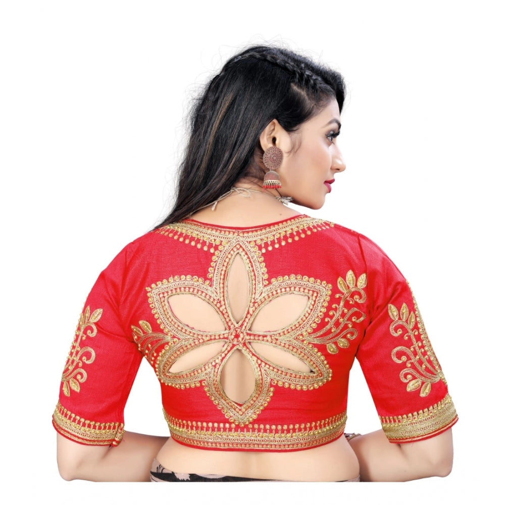 Amfyn Women's Phantom Embroidery Readymade Blouse (Red, Size: Free Size)