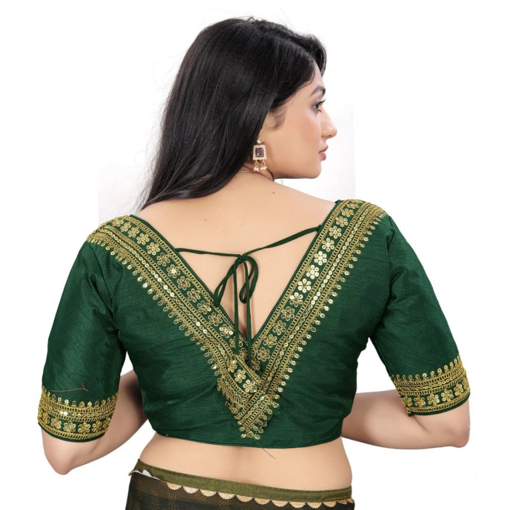 Amfyn Women's Banglory Embroidery Readymade Blouse (Green, Size: Free Size)