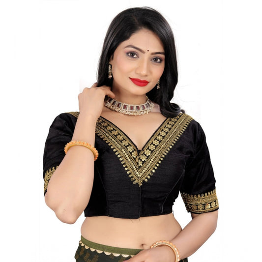 Amfyn Women's Banglory Embroidery Readymade Blouse (Black, Size: Free Size)