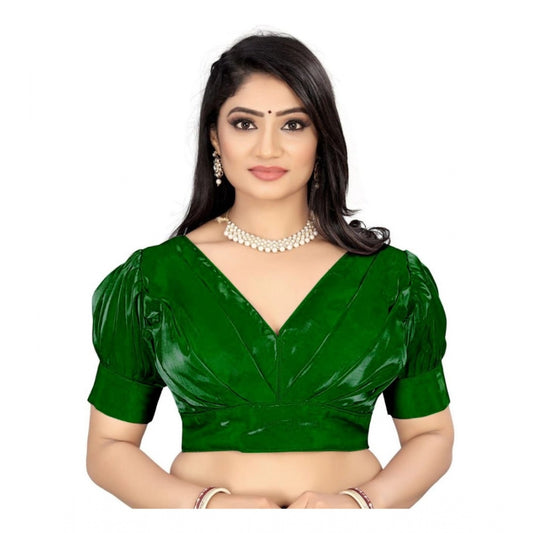 Amfyn Women's Organza Plain Readymade Blouse (Green, Size: Free Size)