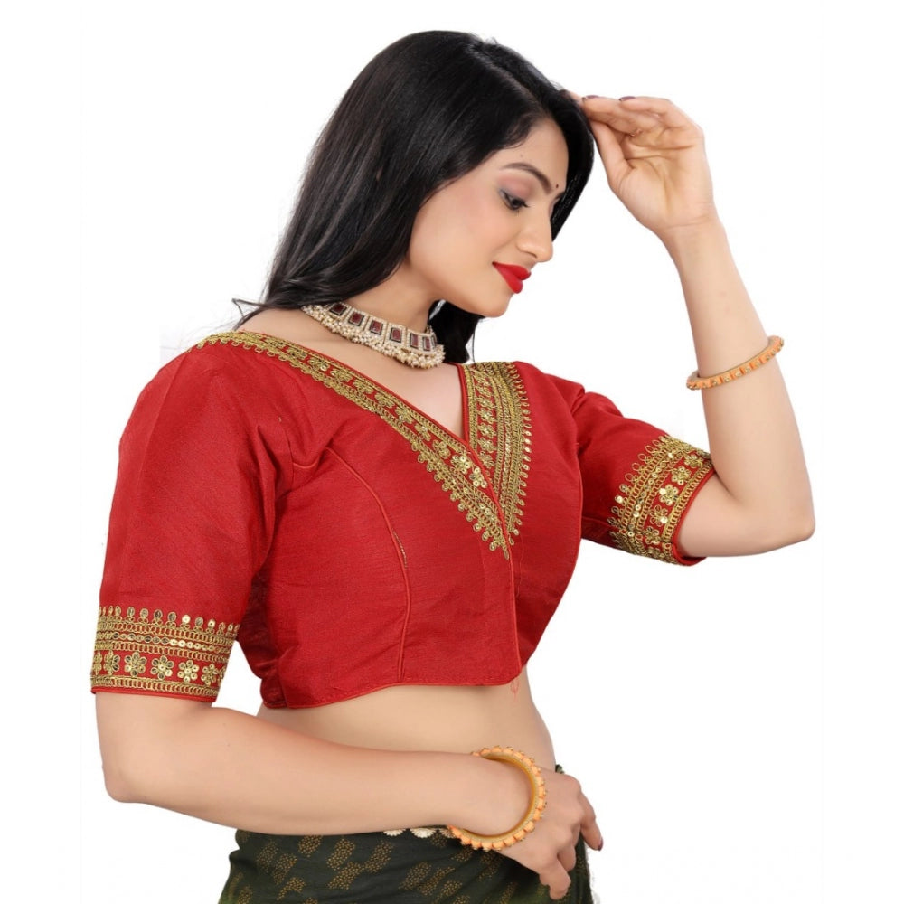 Amfyn Women's Banglory Embroidery Readymade Blouse (Red, Size: Free Size)