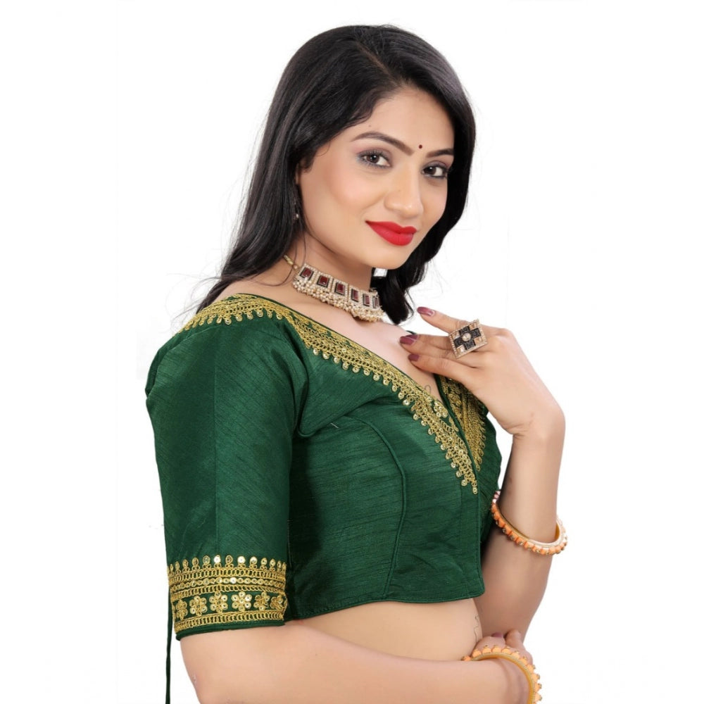 Amfyn Women's Banglory Embroidery Readymade Blouse (Green, Size: Free Size)