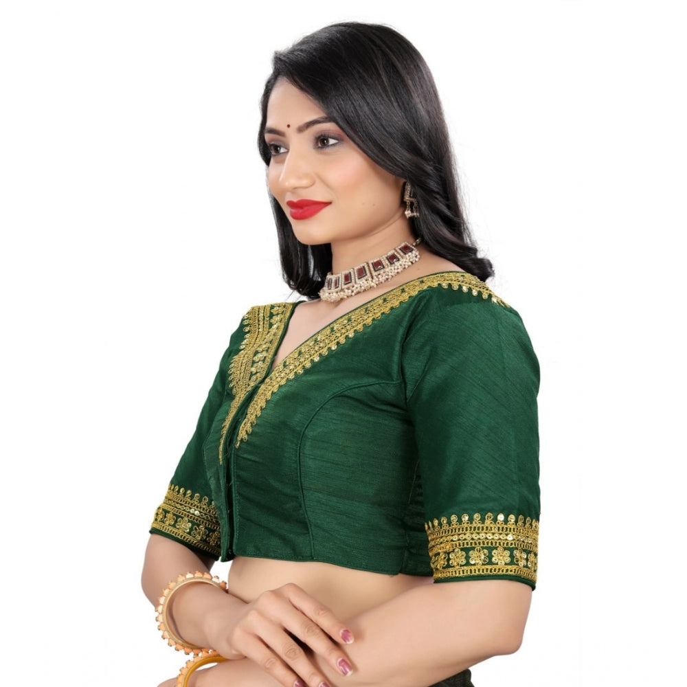 Amfyn Women's Banglory Embroidery Readymade Blouse (Green, Size: Free Size)