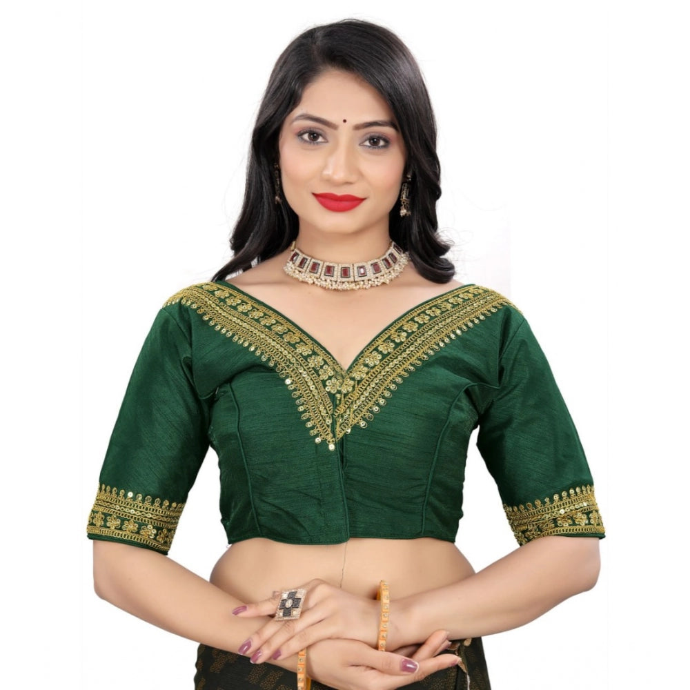 Amfyn Women's Banglory Embroidery Readymade Blouse (Green, Size: Free Size)