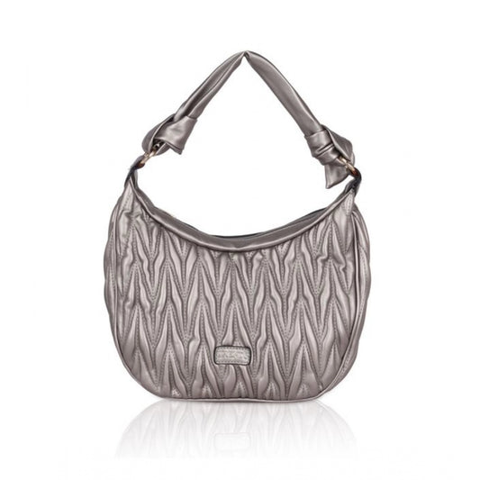 Fashion Women's Faux Leather Textured Handbag (Silver Grey)