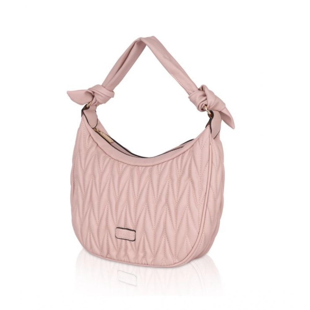 Fashion Women's Faux Leather Textured Handbag (Pink)