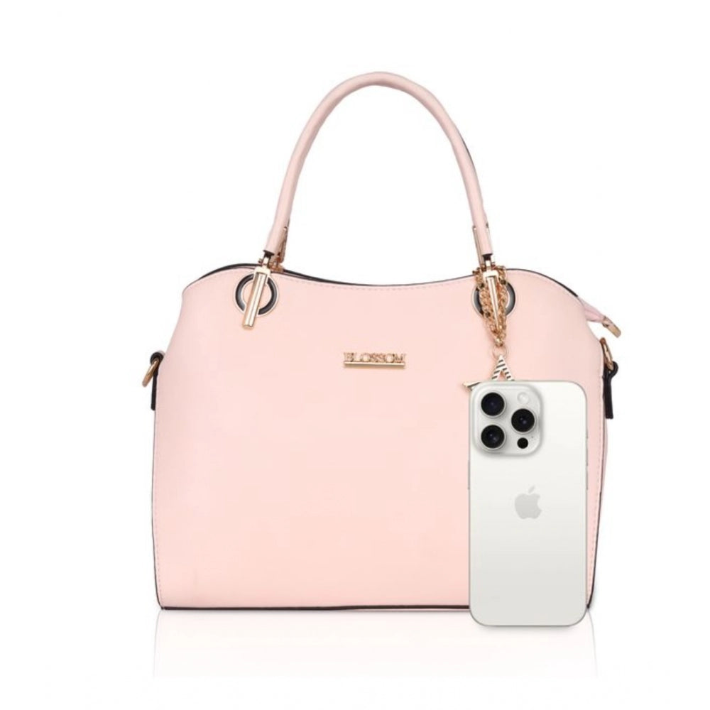 Fashion Women's Faux Leather Solid Handbag (Pink)