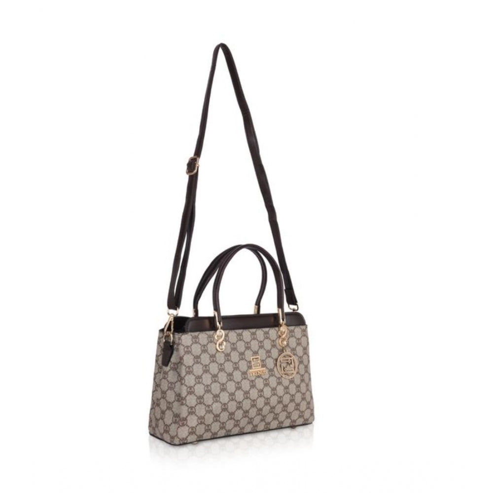 Fashion Women's Faux Leather Printed Handbag (Coffee)