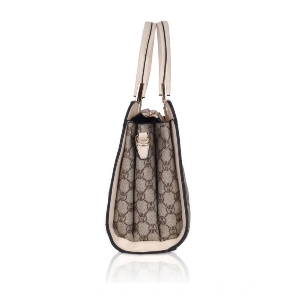 Fashion Women's Faux Leather Printed Handbag (Beige)