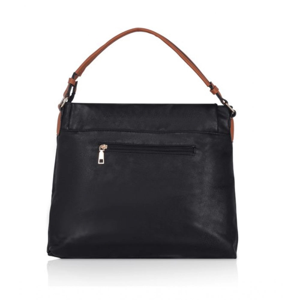 Fashion Women's Faux Leather Solid Sling Bag (Black)