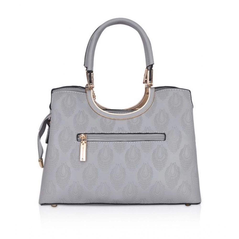 Fashion Women's Faux Leather Printed Adjustable Long Belt Handbag (Grey)