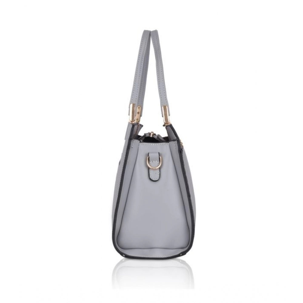 Fashion Women's Faux Leather Textured Adjustable Long Belt Handbag (Grey)