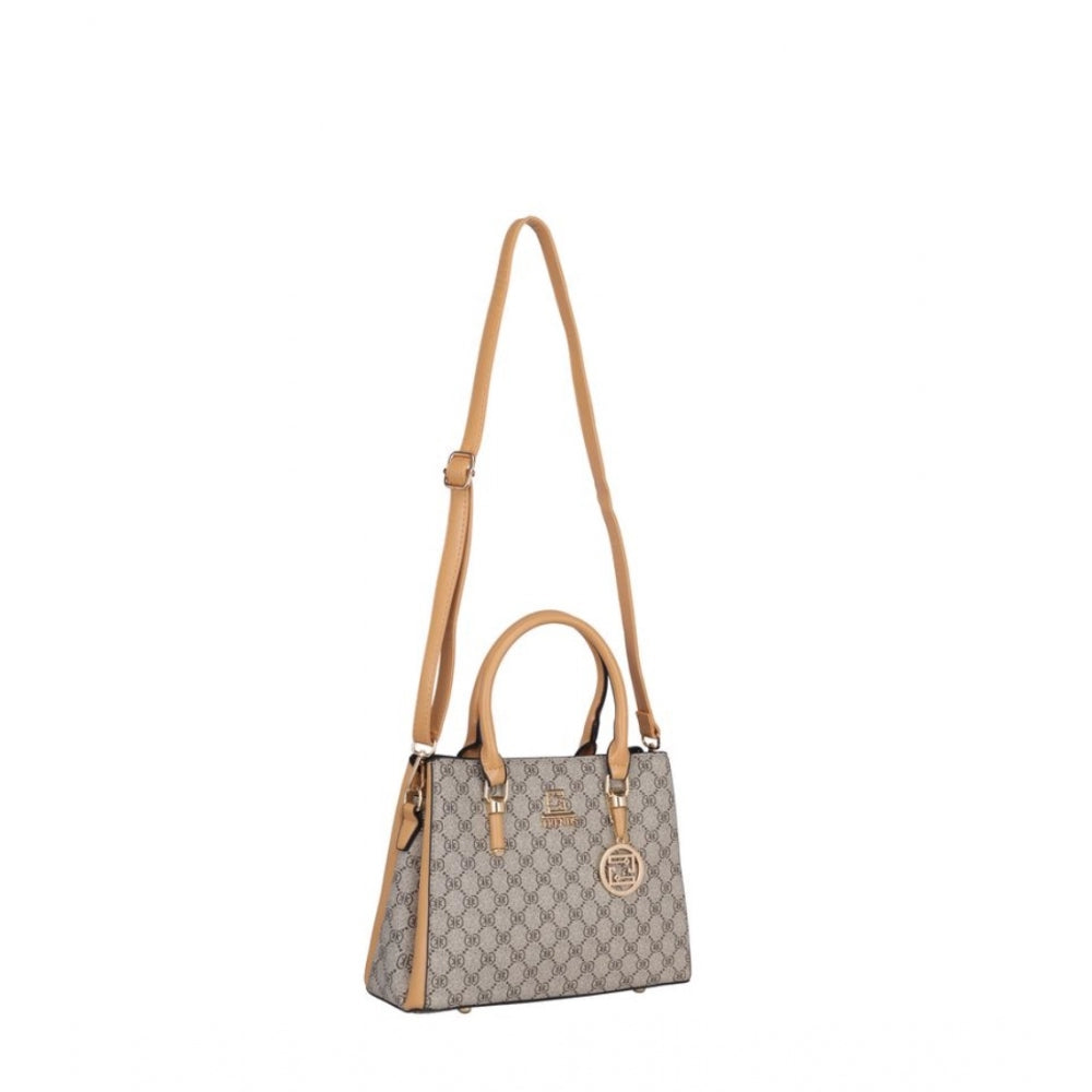 Fashion Women's Faux Leather Printed Handbag (Camel)