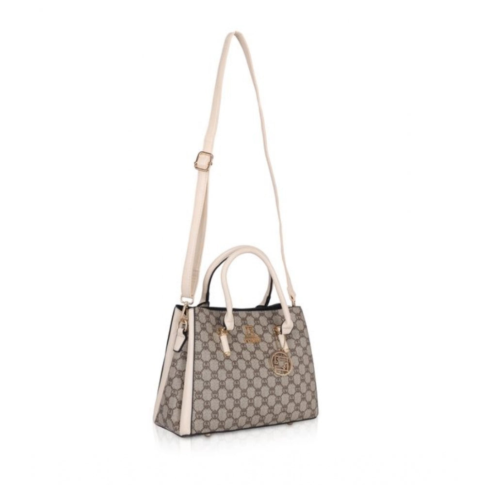 Fashion Women's Faux Leather Printed Handbag (Beige)