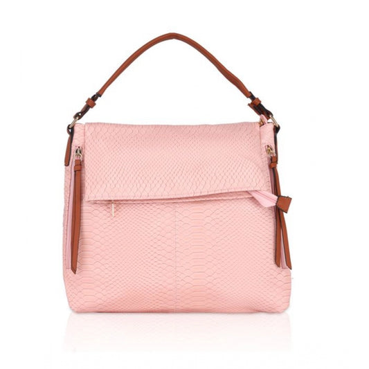 Fashion Women's Faux Leather Textured Sling Bag (Pink)