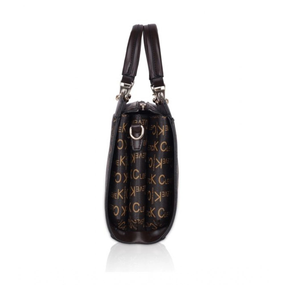 Fashion Women's Faux Leather Printed Handbag (Coffee)