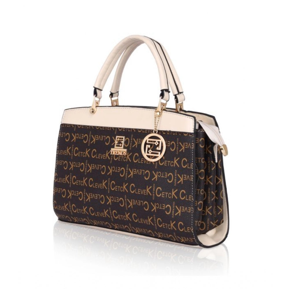 Fashion Women's Faux Leather Printed Handbag (Beige)