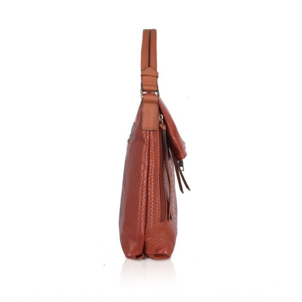 Fashion Women's Faux Leather Textured Sling Bag (Brown )