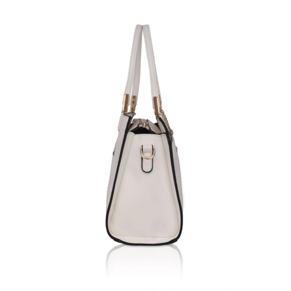 Fashion Women's Faux Leather Textured Adjustable Long Belt Handbag (White)