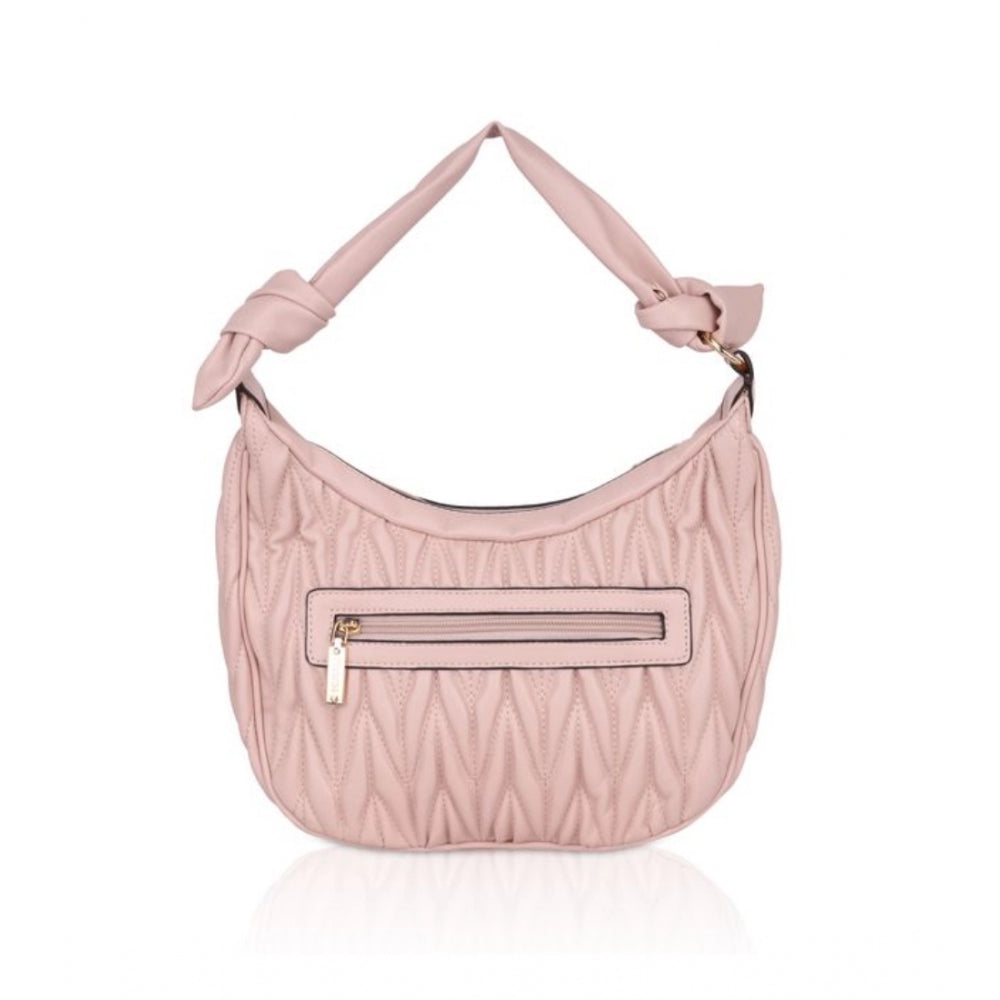 Fashion Women's Faux Leather Textured Handbag (Pink)