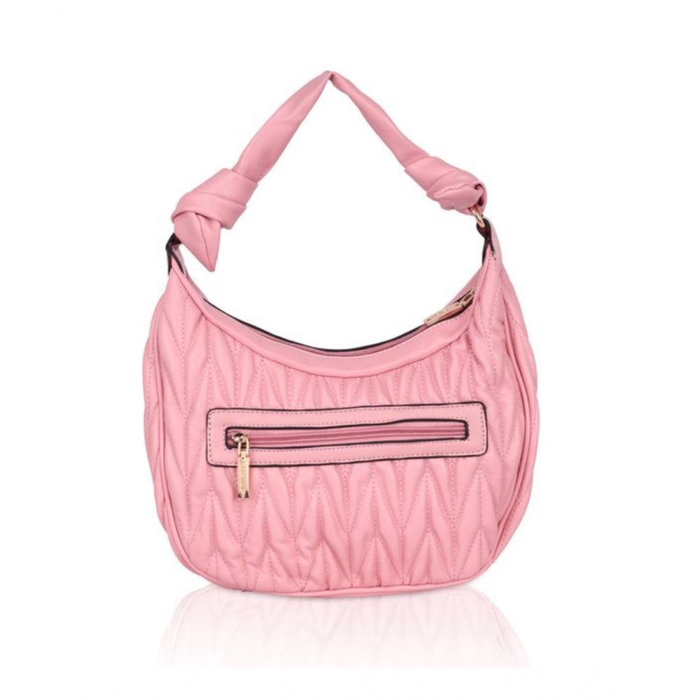 Fashion Women's Faux Leather Textured Handbag (Pink)