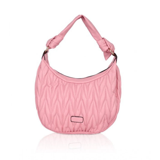 Fashion Women's Faux Leather Textured Handbag (Pink)