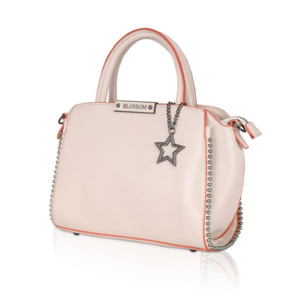 Fashion Women's Faux Leather Metal Beads Handbag (Pink)