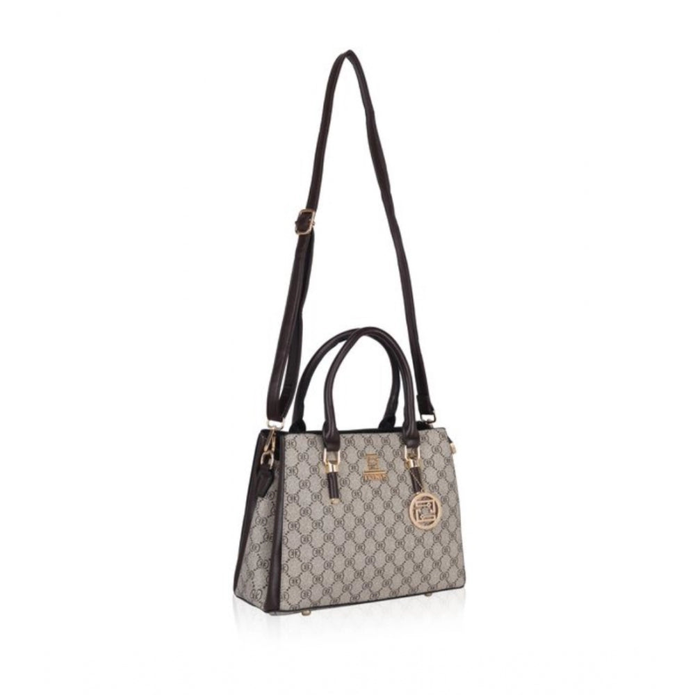 Fashion Women's Faux Leather Printed Handbag (Coffee)