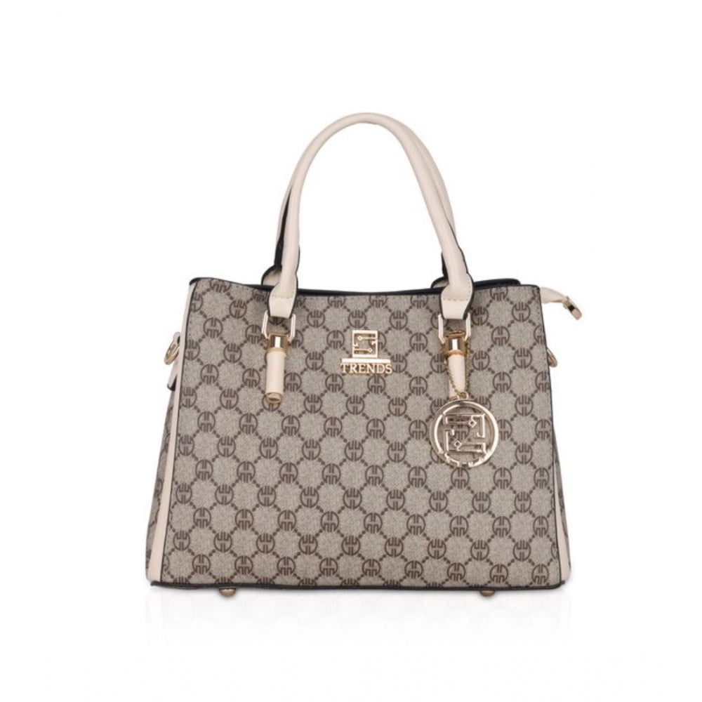 Fashion Women's Faux Leather Printed Handbag (Beige)