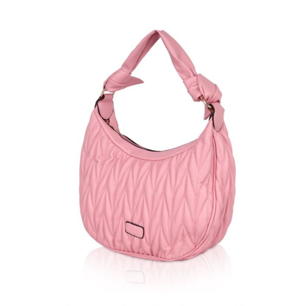 Fashion Women's Faux Leather Textured Handbag (Pink)