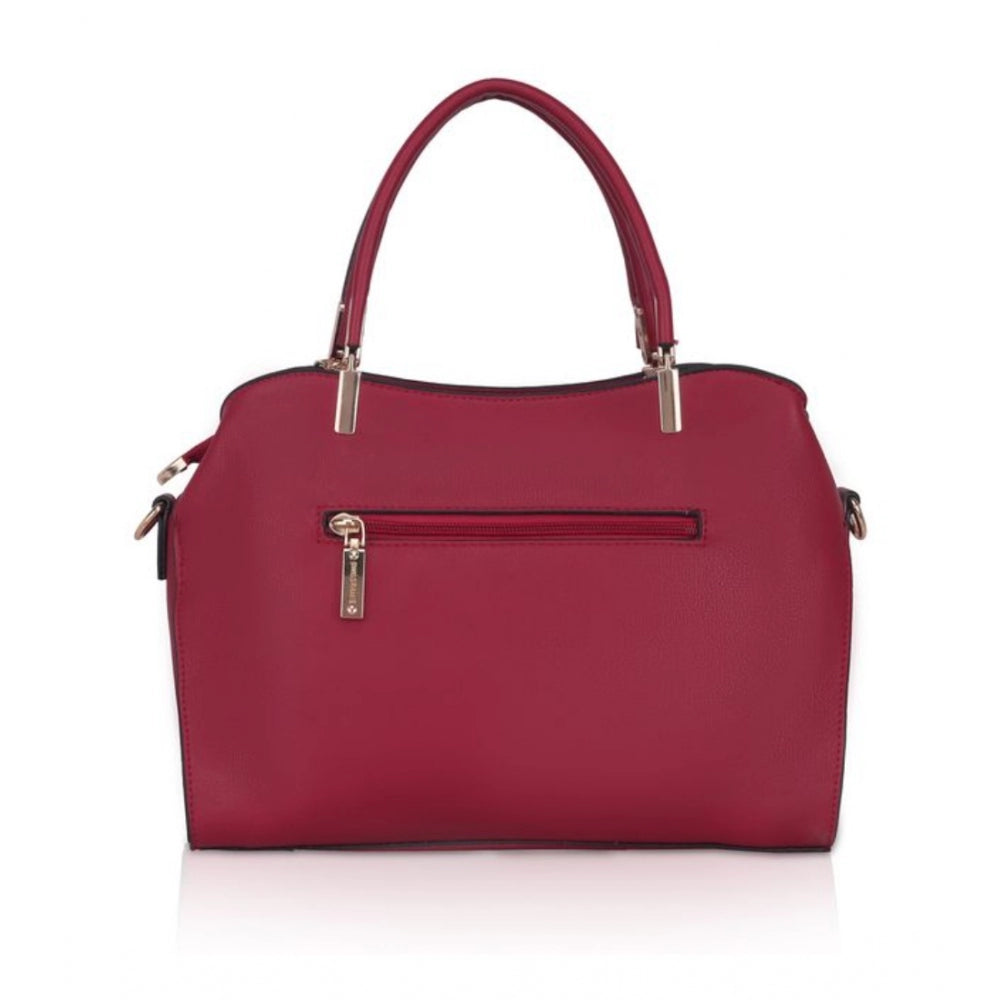 Fashion Women's Faux Leather Solid Handbag (Maroon)