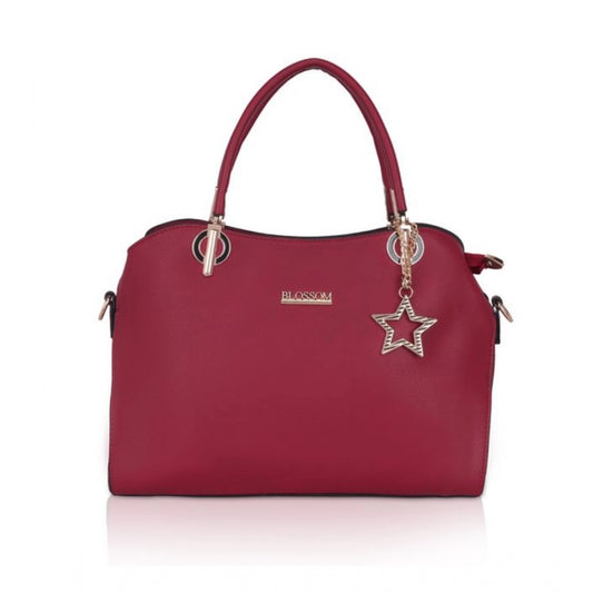 Fashion Women's Faux Leather Solid Handbag (Maroon)