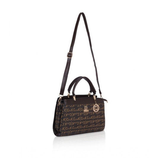 Fashion Women's Faux Leather Printed Handbag (Coffee)