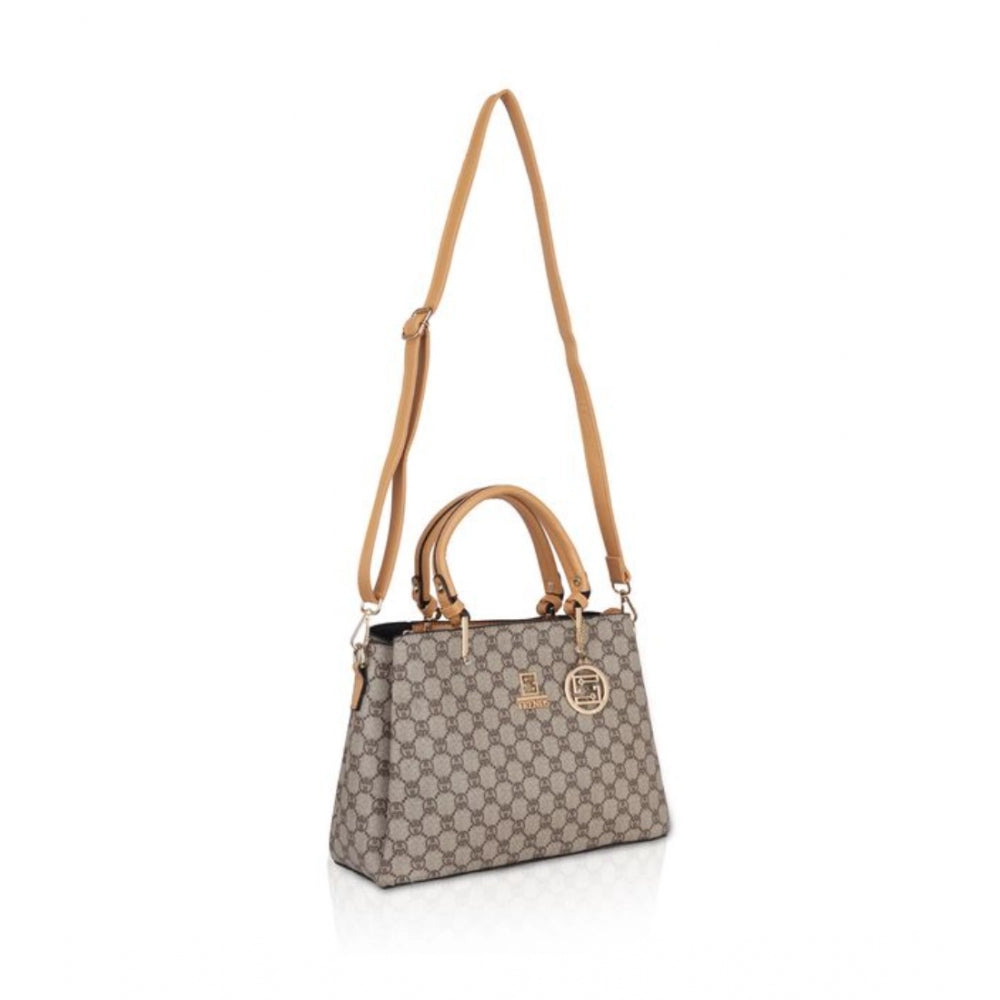 Fashion Women's Faux Leather Printed Handbag (Camel)