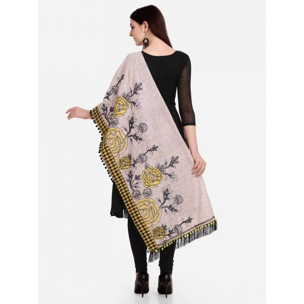 Amfyn Women's Cotton Embroidered Dupatta (Gray, Length: 1.5 to 2 Mtr)