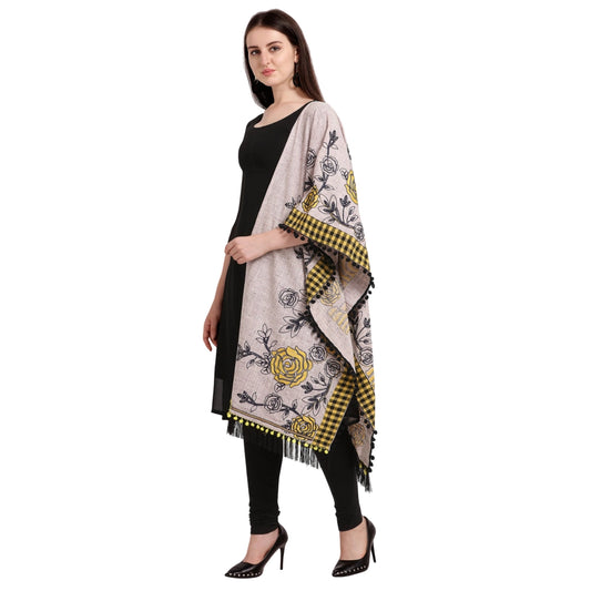 Amfyn Women's Cotton Embroidered Dupatta (Gray, Length: 1.5 to 2 Mtr)