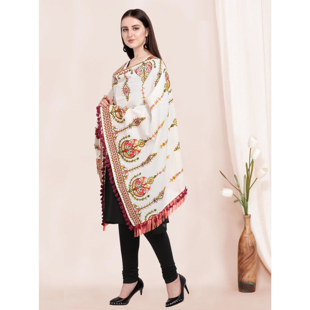 Amfyn Women's Cotton Embroidered Dupatta (Off White, Length: 0.5 to 1 Mtr)