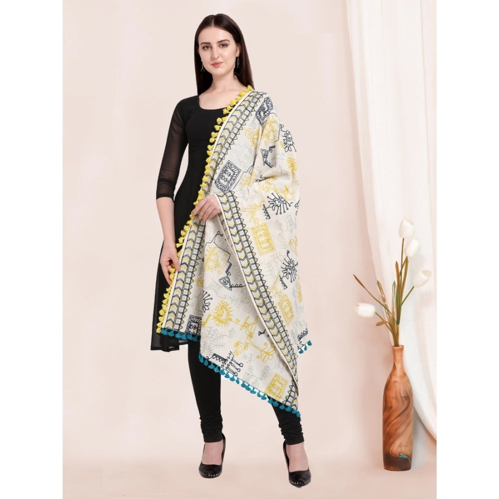 Amfyn Women's Cotton Embroidered Dupatta (Off White, Length: 0.5 to 1 Mtr)