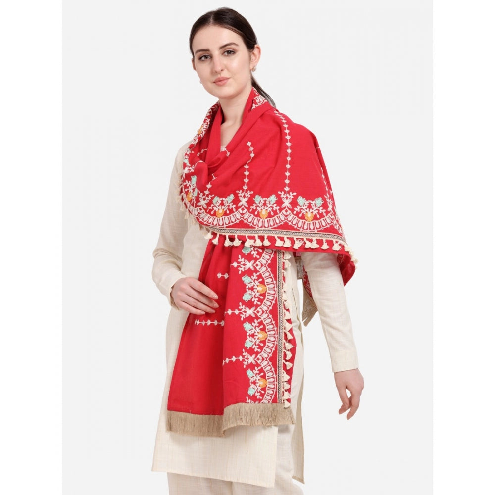 Amfyn Women's Cotton Embroidered Dupatta (Red, Length: 1.5 to 2 Mtr)