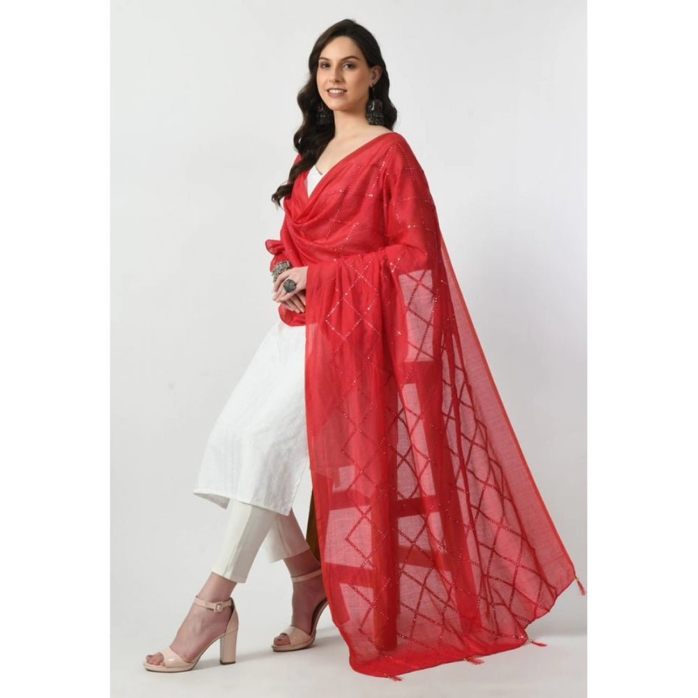 Fashion Women's Chanderi Self Degine Dupatta (Rani, Length: Free Size)