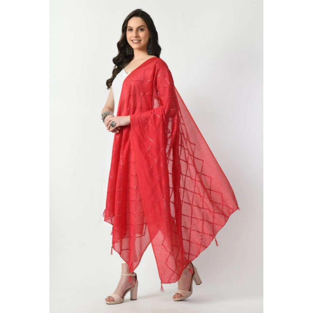 Fashion Women's Chanderi Self Degine Dupatta (Rani, Length: Free Size)