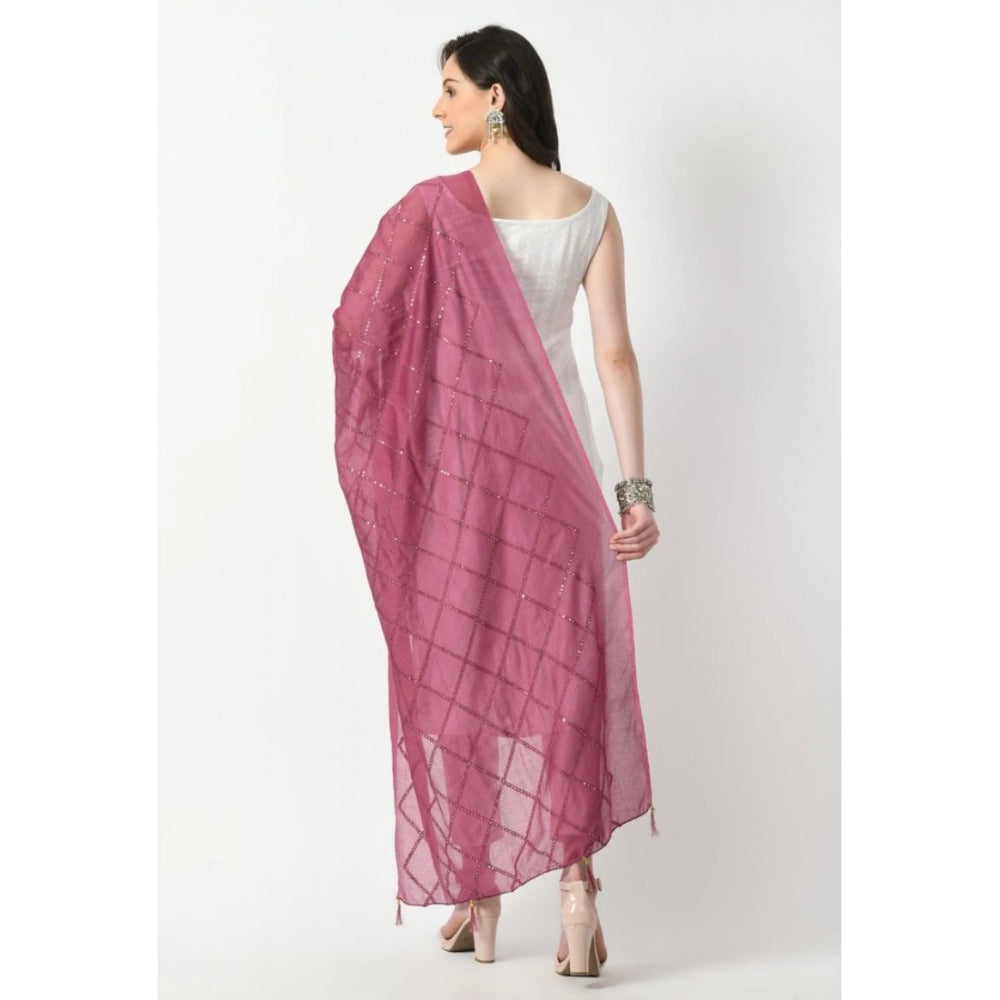 Fashion Women's Chanderi Self Degine Dupatta (Levender, Length: Free Size)