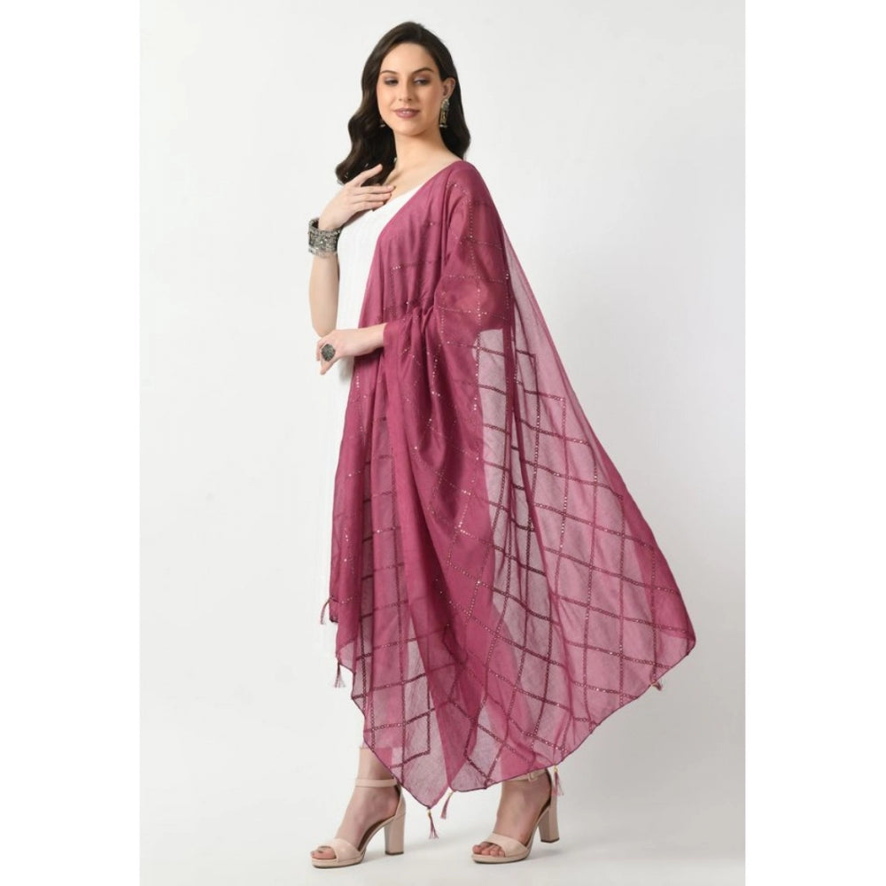 Fashion Women's Chanderi Self Degine Dupatta (Levender, Length: Free Size)