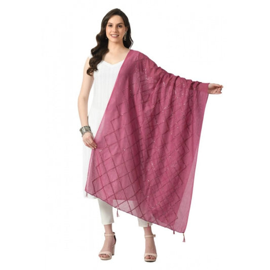 Fashion Women's Chanderi Self Degine Dupatta (Levender, Length: Free Size)