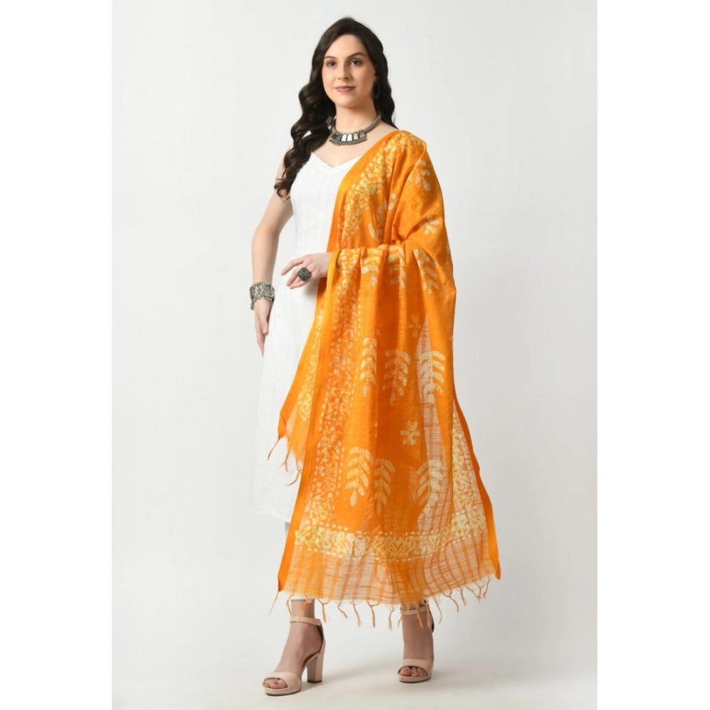 Amfyn Women's Cotton Printed Dupatta (Yellow, Length: Free Size)