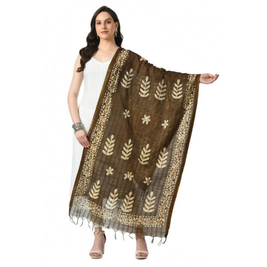 Amfyn Women's Cotton Printed Dupatta (Mehandi, Length: Free Size)