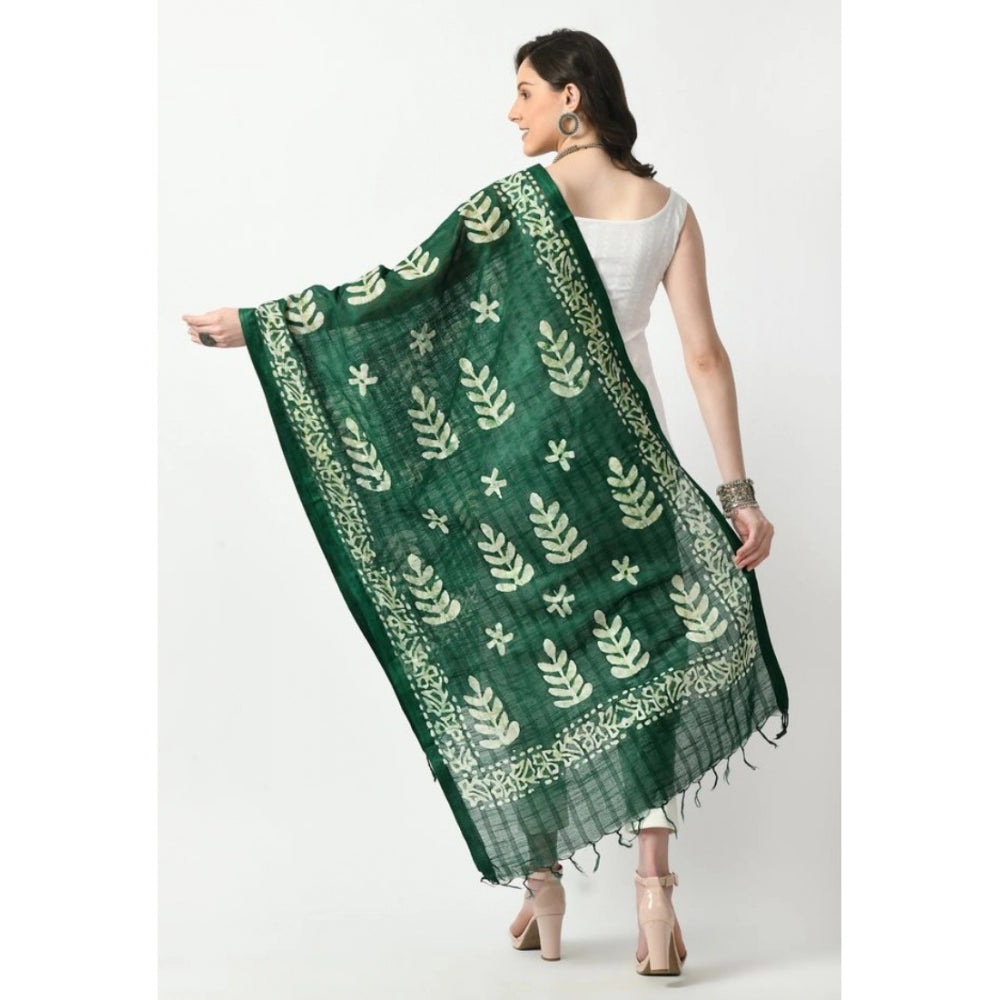 Amfyn Women's Cotton Printed Dupatta (Green, Length: Free Size)